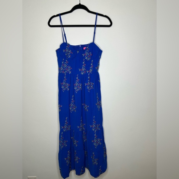 Betsey Johnson Floral Sweetheart-Bustier Tiered Midi Dress size 6 embroidered - Picture 3 of 9